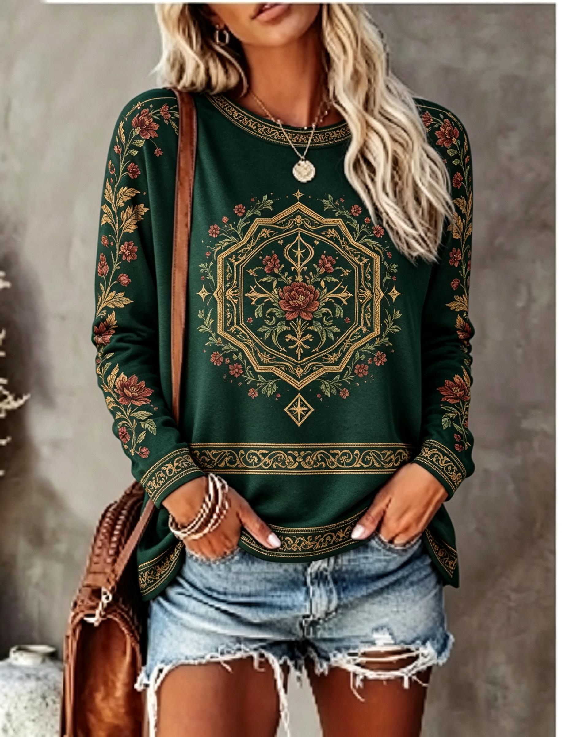 Dames T-shirt met ronde hals e - Ethnic Fashion Women recensie en prijs