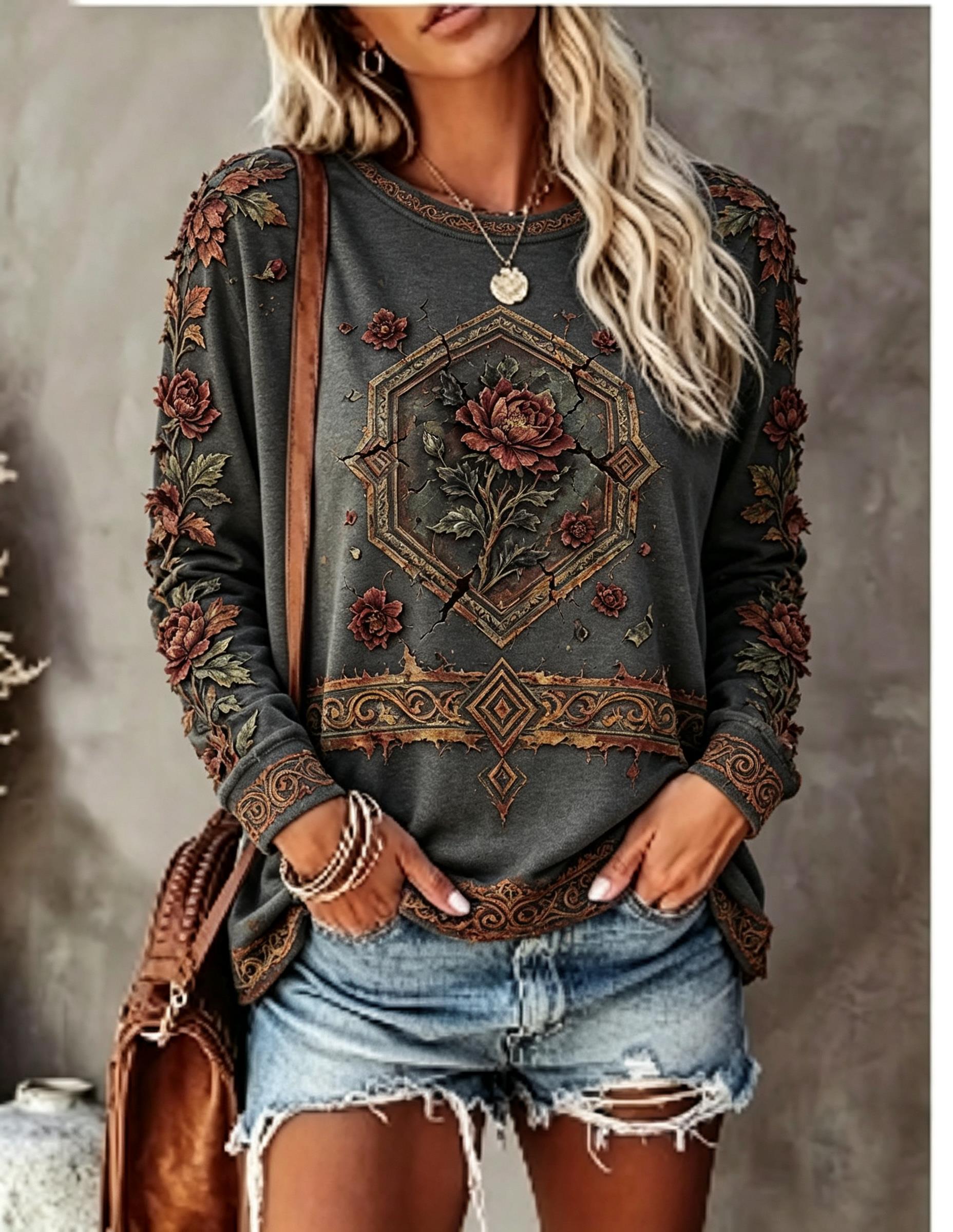 Dames T-shirt met ronde hals e - Ethnic Fashion Women recensie en prijs